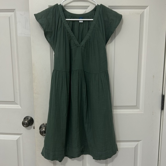 Old Navy Green Flutter-Sleeve V-Neck Mini Swing Dress size small - Picture 2 of 6